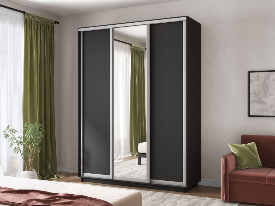 Шкафы-купе, Шкаф-купе Экспресс Медиум (1 зеркало) трио 2200 x 2400 x 600