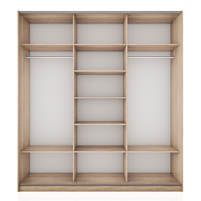 Шкафы-купе 3-х дверные, Шкаф-купе Прайм 3-х дверный Зеркала/Стекло белое/Доводчики 210х57х230