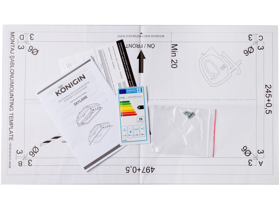 Вытяжки, Кухонная вытяжка Konigin Skylark Grey Glass