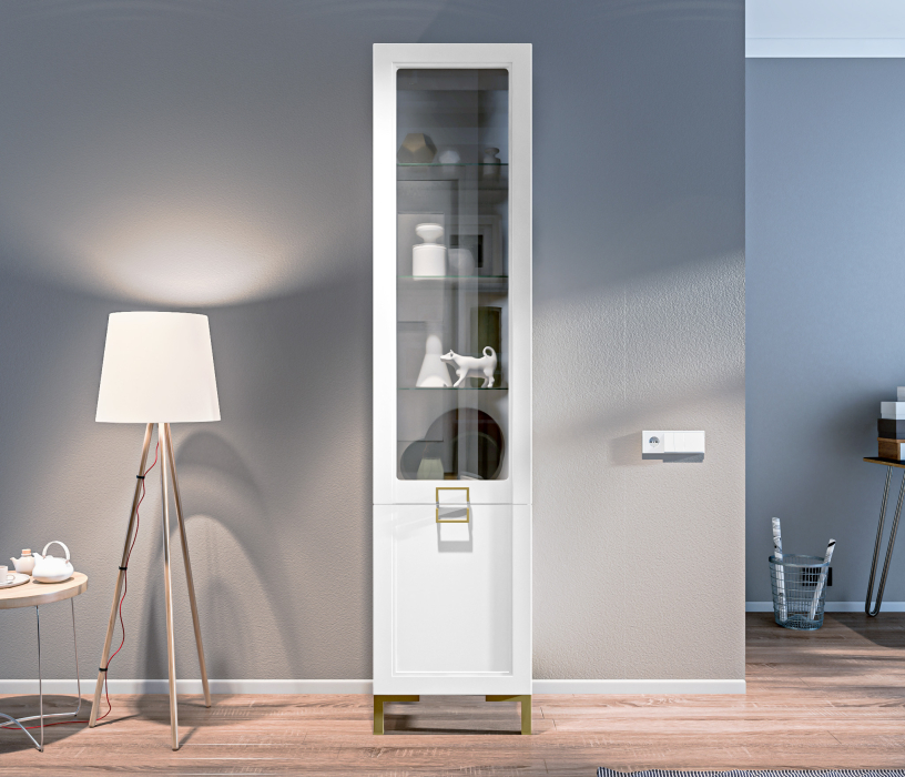 Стенки для гостиной, Комплект для гостиной с витринами Ассоль, Белый