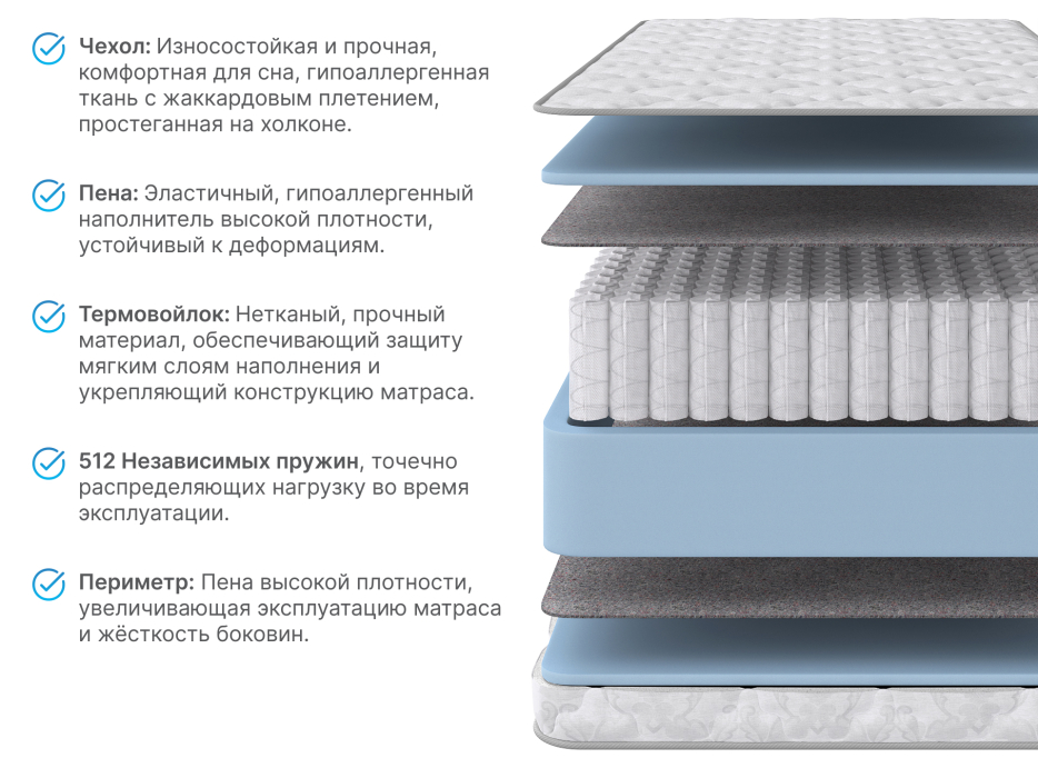 1600 x 2000, Матрас DreamLine Селена 1600x2000