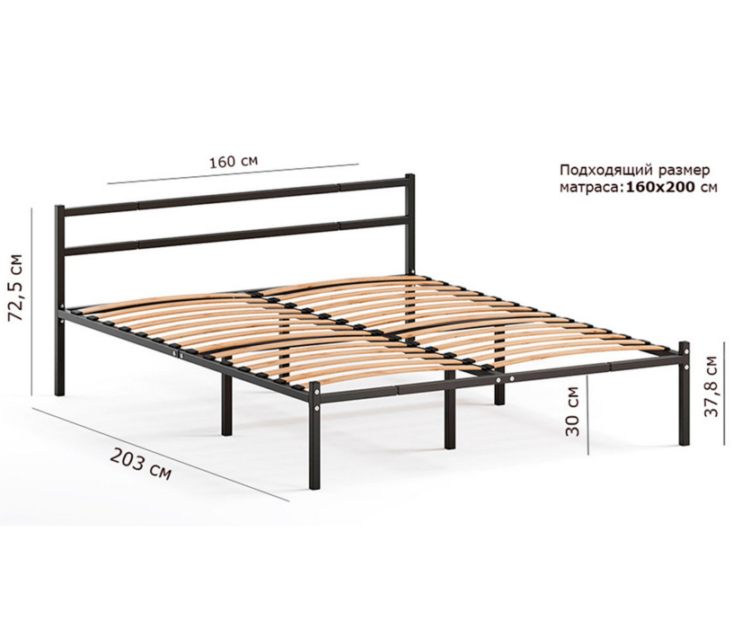 Кровати 160х200, Кровать металлическая Лофт Компакт 160*200