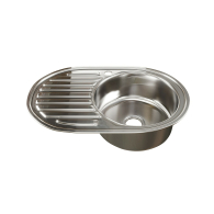 Кухонные мойки, Мойка овал 50х77 (0,8) прав, с сифоном ДЕКОР