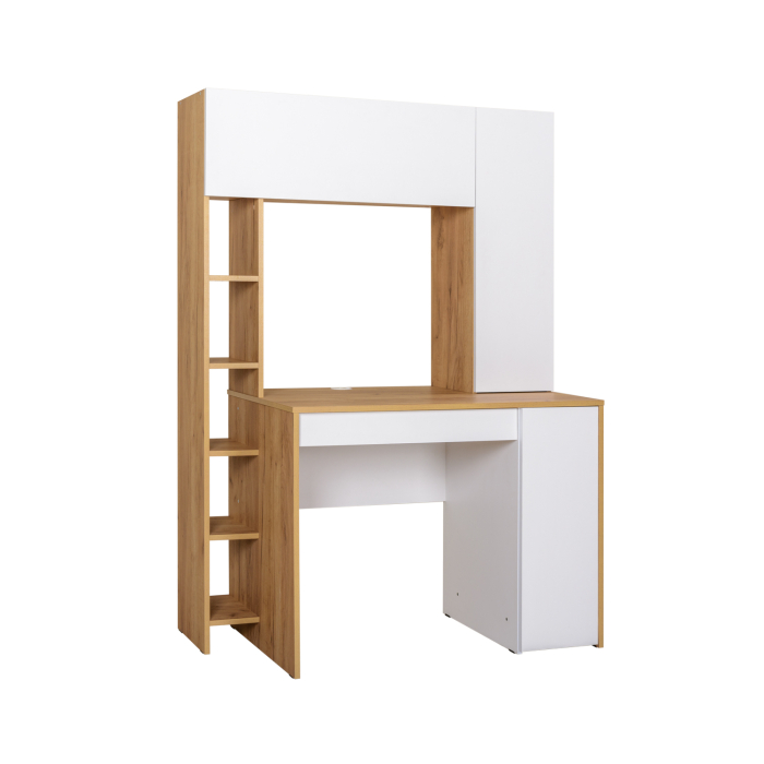 Прямые компьютерные столы, Стол компьютерный Комфорт 12.71, дуб золотой крафт, белая аляска