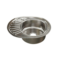 Кухонные мойки, Мойка овал 45х57 (0,8) прав, с сифоном