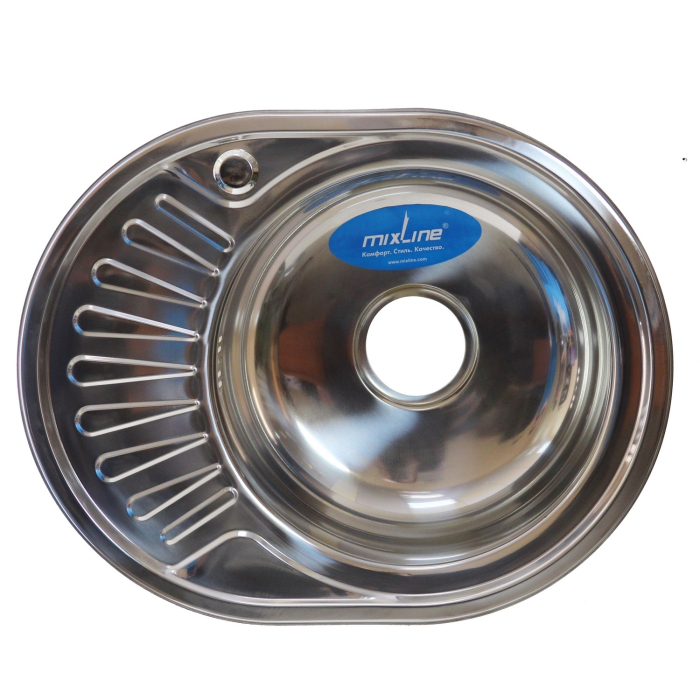 Кухонные мойки, Мойка овал 45х57 (0,6) прав, с сифоном