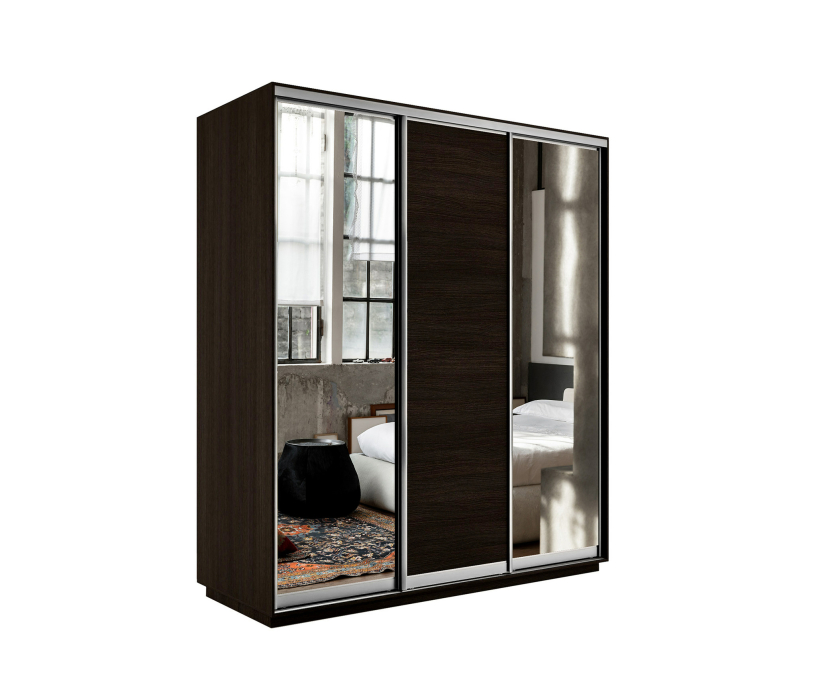 Шкафы-купе, Шкаф-купе Экспресс Медиум (2 зеркала) трио 2400 x 2100 x 600