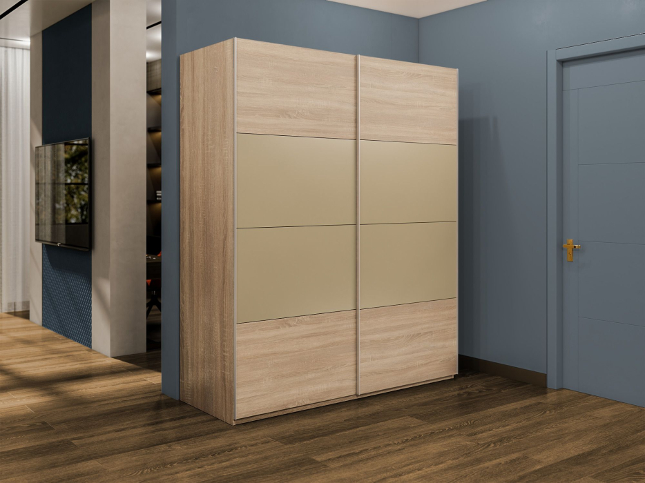 Шкафы-купе 2-х дверные, Шкаф-купе Эста 2-х дверный ДСП/Стекла фисташка/Доводчик 160х66х240